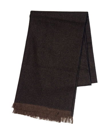 Joshua Ellis Featherweight Semi-Plain Brushed 100% Cashmere  Scarf Brown x Black